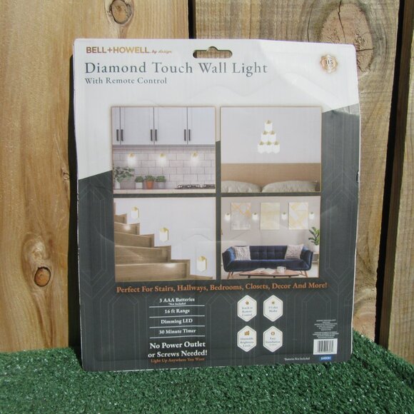 2 Brand New Bell & Howell Gold Diamond Touch Remote Control Wall Light 3 Packs - Picture 5 of 6